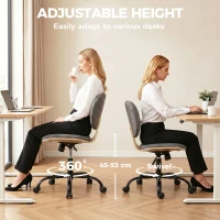 HOMCOM Home Office Desk Chair Rocking Function Ergonomic Swivel Chair with PU Wheels, Grey(m-7)