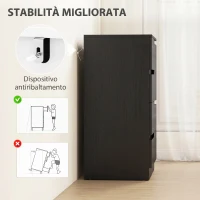 HOMCOM Cassettiera 4 Cassetti Moderna e Minimal in Legno, 60x40x85 cm, Nero Lucido(m-6)