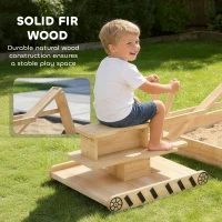 AIYAPLAY Wooden Sand Pit with Digger, Kids Sandbox Outdoor, SandPit with 360 Swivel Seat and Bottom Liner(m-6)