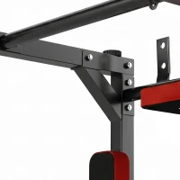 SPORTNOW Barre de Traction Murale 2-en-1 en Acier avec Poignées Antidérapantes, Coussins Coude et Dos, 95 x 76 x 63 cm, Rouge(m-11)