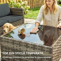 Outsunny Set exterior de grădină din ratan 5 piese cu perne 2 fotolii de colț fotoliu fără brațe suport pentru picioare și masă(m-4)
