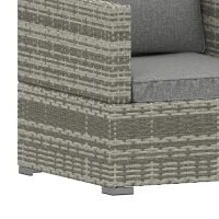 Outsunny Single Seater Rattan Chair Sofa with Padded Cushions, All-Weather PE Wicker Weave Garden Armchair with Armrests, Grey(m-12)