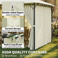 Outsunny 4m x 3(m)Garden Gazebo, Double Roof Outdoor Gazebo Canopy Shelter with Curtains, Solid Steel Frame for Lawn and Deck, Beige(m-4)