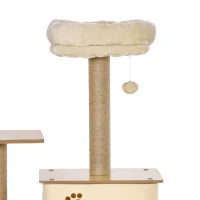 PawHut Arbre à chat tour de jeux pour chat, platesformes, niche, lit, hamac, échelle et griffoirs en jute 60x40x130cm jaune(m-9)