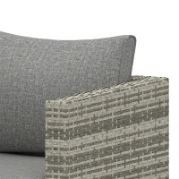 Outsunny Single Seater Rattan Chair Sofa with Padded Cushions, All-Weather PE Wicker Weave Garden Armchair with Armrests, Grey(m-11)