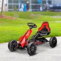 HOMCOM Go Kart Elettrico per Bambini 3-8 Anni, 12V 3-5 km/h, con Cintura di Sicurezza, Capacità 30 kg, Rosso(m-10)