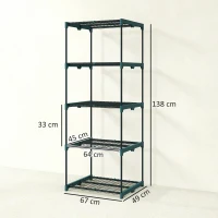 Outsunny 5-Etagen Pflanzenständer, 138 cm hoch Blumenständer für Innen Außen, Pflanzenregal aus Stahl Dunkelgrün(m-3)