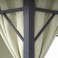 Outsunny 4m x 3(m)Garden Gazebo, Double Roof Outdoor Gazebo Canopy Shelter with Curtains, Solid Steel Frame for Lawn and Deck, Beige(m-11)