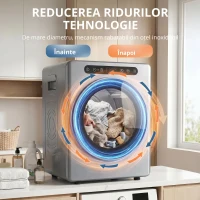 HOMCOM Uscător cu evacuare 5kg, uscător compact independent tip încărcare frontală 1000W cu tambur din oțel inoxidabil, timer, argintiu(m-7)