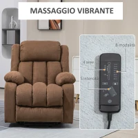 HOMCOM Poltrona Elettrica Alzapersona Massaggiante Reclinabile con Telecomando, in Tessuto, 91x93x103cm, Marrone(m-5)