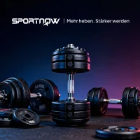 SPORTNOW Verstellbare Hantel, 5 kg/10 kg/15 kg/20 kg/25 kg Platzsparende Hanteln mit rutschfestem Griff(m-9)