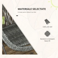 Outsunny Salon de grădină exterior din răchită set masă și scaune exterioare pentru 2 persoane masă 2 scaune pliabile gri(m-4)