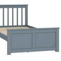 HOMCOM Pine Storage Bed, 3ft Single Solid Wooden Bed Frame with Drawers, Headboard, Wood Slat Support, Grey(m-12)