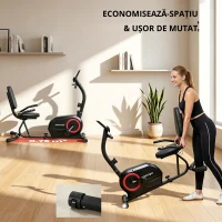 SPORTNOW Ergometru recumbent pentru acasă cu 8 trepte de rezistență reglabilă, frână magnetică, APP, senzor de puls, afișaj LCD, curele pentru picioare(m-9)
