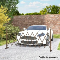 Outsunny Cerca de Jardim em Liga de Alumínio Barreira de Exterior Extensível Cerca de Jardim Metálica 250x31x103,5 cm Marrom(m-7)