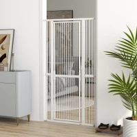 PawHut Barrière de Sécurité Animaux 180 cm, Largeur Ajustable 77-104 cm, Ouverture à Double Sens, Montage par Pression, Blanc(m-2)