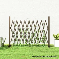 Outsunny Recinzione per Giardino a Larghezza Regolabile, in Metallo e Alluminio, 250x31x103.5 cm, Marrone(m-9)
