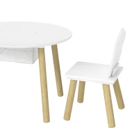 AIYAPLAY Kids Table and Chairs Set with Storage Bag Toddler Table and Chairs Set 3 Piece for Playroom White(m-13)