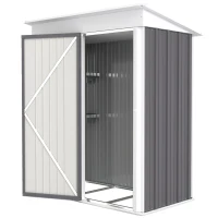Outsunny Tuinschuur, buiten-gereedschapsschuur van golfstaal, wandontwerp, verstelbare planken, afsluitbare deur, grijs(m-10)