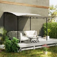 Outsunny Pavillon mit klappbarer Dacherweiterung wetterfest 3 x 2,5 m Cremeweiß(m-10)