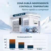 Outsunny Frigider portabil electric cu compresor 35L, zonă dublă, control prin app, lumină LED, ecran, pentru mașină și camping, negru(m-9)