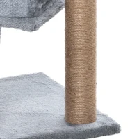 PawHut Arbre à chat hauteur de 57 cm avec griffoir en jute, niche, plateforme et balle de jeu, en tissu peluche gris clair(m-13)