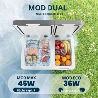 Outsunny Frigider portabil electric cu compresor 35L, zonă dublă, control prin app, lumină LED, ecran, pentru mașină și camping, negru(m-6)