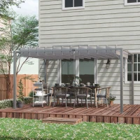 Outsunny Pergola 4 x 3 m bioclimatique pergola avec lames orientables style contemporain UV 50+ aluminium - gris(m-10)