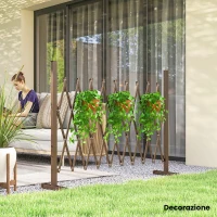 Outsunny Recinzione per Giardino a Larghezza Regolabile, in Metallo e Alluminio, 250x31x103.5 cm, Marrone(m-8)
