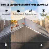 Outsunny Depozit Unelte și Cort Garaj pentru Biciclete și Motociclete cu Acoperire Anti-UV, 1,6x2m, Gri Închis(m-4)