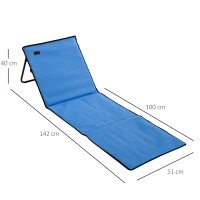 Outsunny Strandliege, klappbar, verstellbare Rücklehne, Tragegurt, weiche Polsterung, Stahlrahmen, Blau, 142x51x40cm(m-3)