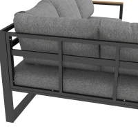 Outsunny 5-delige loungeset voor buiten, tuinmeubelset, 148 cm x 61 cm x 71,5 cm, Grijs + Natuurlijk(m-12)