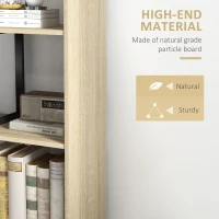 HOMCOM 5-Tier Bookcase, Wooden Ladder Bookshelf Display Stand, Oak(m-5)