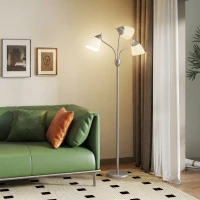 HOMCOM Arc Tree Floor Lamp with 3 Adjustable Rotating Lights and 3000K/4500K/6500K Colour Temperatures, Silver Tone(m-2)