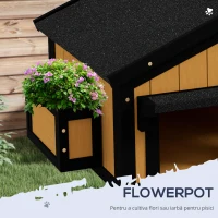 PawHut Casă pentru pisici Adăpost pentru pisici Peșteră, incl. Ghiveci, 96 cm x 65 cm x 85,5 cm, Galben + Alb + Negru(m-7)