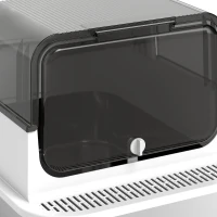 PawHut XXL kattenbak van roestvrij staal met deksel, 72 l, voor grote katten en meerdere katten, met dubbele deuren, schep, opstap en lekvrij ontwerp(m-13)