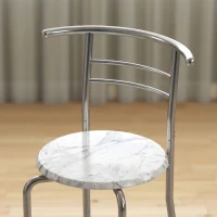 HOMCOM Three-Piece Compact Dining Set - White Marble Effect(m-11)