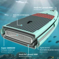 Outsunny Placă de Paddle Surf Gonflabilă 320 cm, cu Suprafață Antiderapantă, Vâslă Reglabilă din Aluminiu, Aripioară, Pompă și Rucsac(m-7)