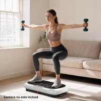 Placă vibratoare HOMCOM cu 99 trepte, 2 benzi fitness 73 x 40 x 13cm Alb+Negru(m-5)