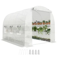 Outsunny Gewächshaus ca. 2,7 x 2 x 2 m Foliengewächshaus mit Regalen Rollbar Reißverschlusstür 6 Netzfenster Stützstangen(m-12)