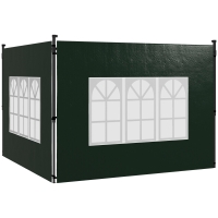 Outsunny 2er Set Seitenwände für Pavillon 3x3 3x6 Wasserdicht Seitenteile mit Fenster Dunkelgrün