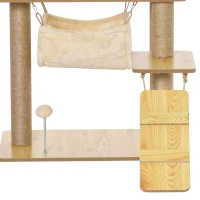 PawHut Arbre à chat tour de jeux pour chat, platesformes, niche, lit, hamac, échelle et griffoirs en jute 60x40x130cm jaune(m-11)