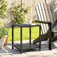 Outsunny Table basse extérieure à 2 niveaux en métal, table de jardin carrée avec étagère de rangement, 45 x 45 x 54 cm, noir(m-9)