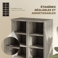 HOMCOM Lot de 2 étagères colonnes armoire de rangement CD-DVD 12 compartiments 21 x 22,5 x 88,5 cm capacité 204 CD gris(m-6)