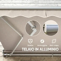 Outsunny Tenda da Sole a Bracci per Esterno con Manovella, Metallo e Poliestere, 3x2.5m Beige(m-6)