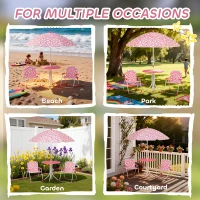 AIYAPLAY Kids Patio Table and Chair Set, Kids Garden Furniture with Umbrella, 4-Piece Bistro Set for Garden, Pink(m-7)