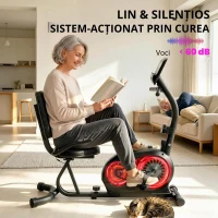 SPORTNOW Ergometru recumbent pentru acasă cu 8 trepte de rezistență reglabilă, frână magnetică, APP, senzor de puls, afișaj LCD, curele pentru picioare(m-4)