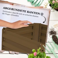 Outsunny Hochbeet mit Rankgitter Pflankasten mit Rankhilfe, offener Boden, wetterbeständig, 61 cm x 61 cm x 140 cm, Braun(m-6)