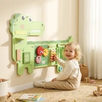 AIYAPLAY Tavola motoria Montessori da parete con xilofono, orologio e ingranaggi(m-6)