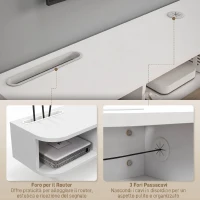 HOMCOM Mobile TV Sospeso in Legno con 2 Ripiani Aperti e Armadietto, 120x26x16 cm, Bianco e Rovere(m-7)